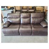 Brown Leather - Dual Power Reclining Sofa W/USB