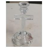 Pressed Glass Cross Candle Holder