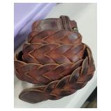 Brown Woven Leather Belt