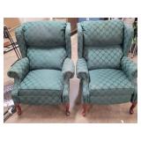 Green Patterned Pushback Recliners