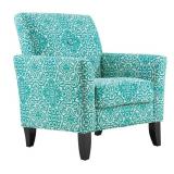 Damask Style Blue Arm Fabric Chair (In Box)