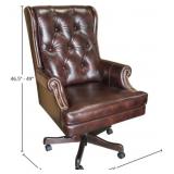 Tufted Leather Swivel Office Chair (In Box)