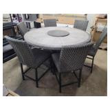 Agio - 7 Piece Round Wicker Patio Fire Pit