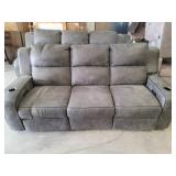 Grey Fabric Dual Power Reclining Sofa W/USB