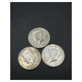 (3) 1968 Kennedy Half Dollars