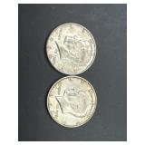 (2) 1964 Kennedy Half Dollars