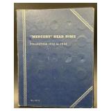 1916 to 1945 Mercury Head Dime collection book -