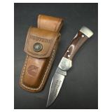 Western USA S-522 Folding Hunter Knife w/ Leather