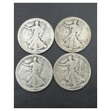 (4) 1917 Walking Liberty Half Dollars