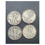 (4) Walking Liberty Half