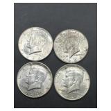 (4) 1964 Kennedy Half Dollars