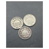 (3) U.S. Shield Nickels186718681883