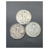 (3) Walking Liberty Half