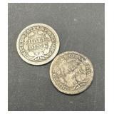 (2) Seated Liberty Half Dimes1854