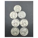 (7) U.S. silver quarters1952 (3)1953 (4)
