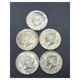 (5) 1969 Kennedy Half Dollars