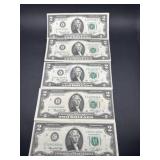 (5) 1976 series $2 bills