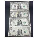 (4) United States $1 dollar bills 1963B, 1969B,