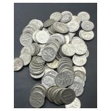 (127) Circulated Roosevelt Dimes minted in the