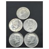 (5) 1964 Kennedy Half Dollars