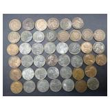 (14) Indian Head cents & (30) Lincoln wheat