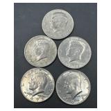 (5) 1972 Kennedy Half Dollars