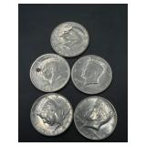 (5) 1971& 1972 Kennedy Half Dollars