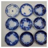 Antique Flow Blue butter pat plates