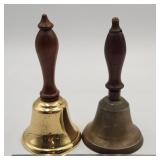 2 handbells w/ wood handle