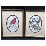 Pair Limited Edition Bird Prints Cardinal & Blue
