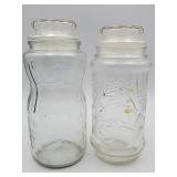 Two vintage Planters Peanuts glass jars