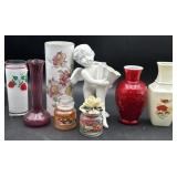 Assorted Vintage Decor ï¿½ Milk Glass, Red Glass,