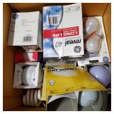 Box of various light bulbs