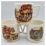 Vintage mugs English countryside pub scenes