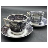2 Vintage Demitasse Cups & Saucers