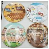 4 Decorative collector plates scenes by C.A.