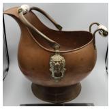 Antique copper and brass coal scuttle