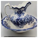 Antique English Flow Blue transferware wash
