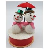 Snowman bobble-umbrella couple decoration