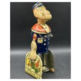 Vintage Tin Litho Wind-Up PopEye Sailor Toy w/
