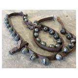 88in - 36 count vintage sleigh bells on leather
