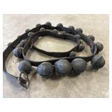 84in - 25 count vintage sleigh bells on leather