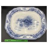 Antique 19th Century Flow Blue Turkey Meat