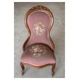 Needlepoint upholstery balloon back chair