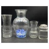 (4) glass vases / candy jar