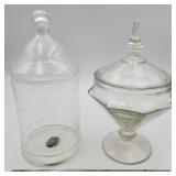 Vintage clear glass apothecary jars (2)