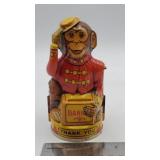 Vintage 'Monkey Hat Tip Bank' tin bank