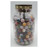 vintage Mason/glass jar of marbles