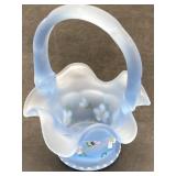 Vintage Hand Painted Fenton Art Blue Flower Glass