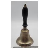 Vintage school bell brass body wood handle